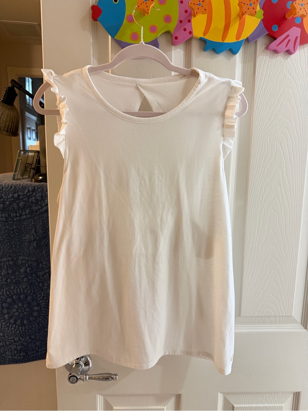 Lilly Pulitzer White Ruffle Sleeve Tank Top